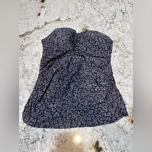 Merona Black and Gray Strapless Leopard Swim Tankini